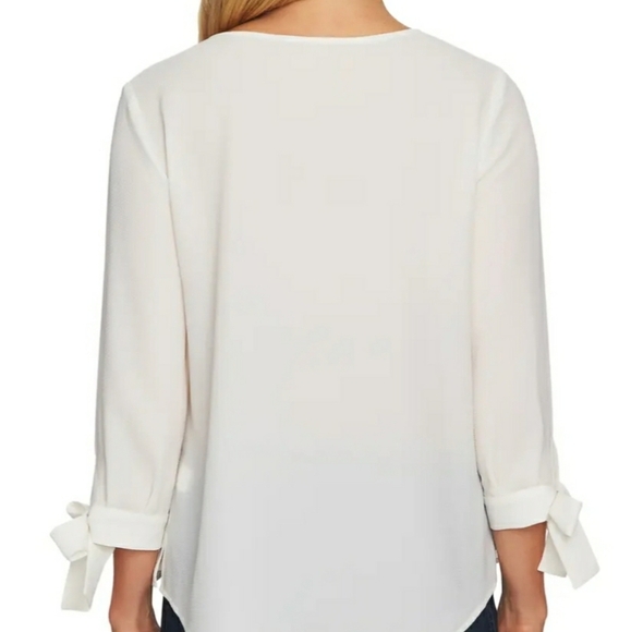 Cece White Tie Sleeve Top SZ XS - Picture 2 of 7